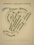 Arthur B. Sim Golf Course map poster, Vintage style, 12×16 / 18×24