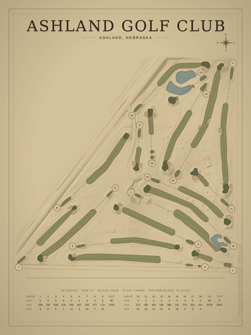 Ashland Golf Club Course Map poster