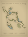 Atkins Golf Club at the University of Illinois course map poster, Vintage style, 12×16 / 18×24