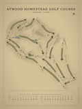 Atwood Homestead Golf Course map poster, Vintage style, 12×16 / 18×24