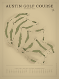Austin Golf Course map poster, Vintage style, 12×16 / 18×24