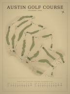 Austin Golf Course map poster, Vintage style, 12×16 / 18×24