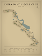 Avery Ranch Golf Club course map poster, Vintage style, 12×16 / 18×24