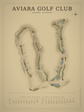 Aviara Golf Club course map poster, Vintage style, 12×16 / 18×24