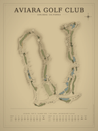 Aviara Golf Club course map poster, Vintage style, 12×16 / 18×24