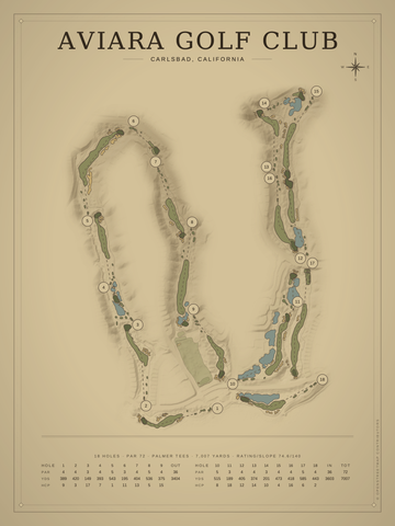 Aviara Golf Club Course Map poster