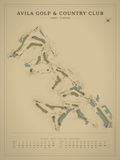 Avila Golf & Country Club course map poster, Vintage style, 12×16 / 18×24