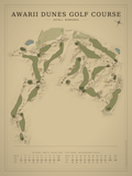 Awarii Dunes Golf Course map poster, Vintage style, 12×16 / 18×24