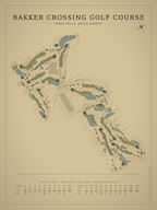 Bakker Crossing Golf Course map poster, Vintage style, 12×16 / 18×24