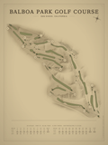 Balboa Park Golf Course map poster, Vintage style, 12×16 / 18×24