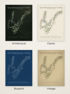 Bald Mountain Golf Course map poster in four styles: Architectural, Classic, Blueprint and Vintage