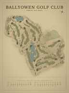 Ballyowen Golf Club course map poster, Vintage style, 12×16 / 18×24