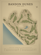 Bandon Dunes course map poster, Vintage style, 12×16 / 18×24