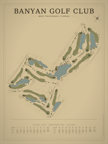 Banyan Golf Club Course Map poster