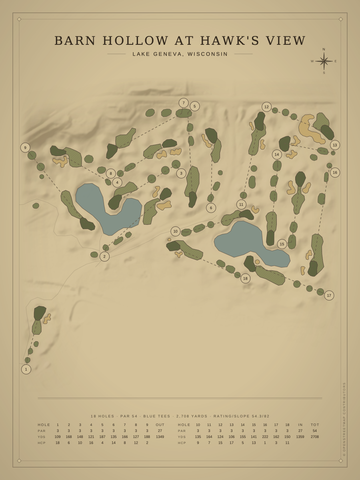 Barn Hollow at Hawk's View Course Map poster