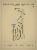 Barrington Hills Country Club course map poster, Vintage style, 12×16 / 18×24