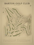 Barton Golf Club course map poster, Vintage style, 12×16 / 18×24
