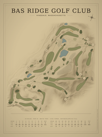 Bas Ridge Golf Club Course Map poster