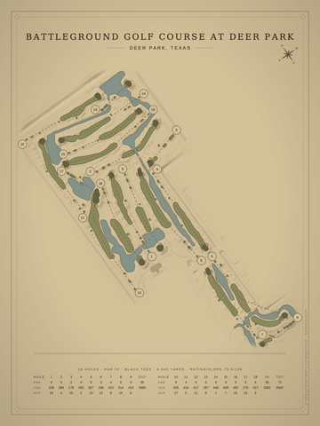 Battleground Golf Course at Deer Park Course Map poster