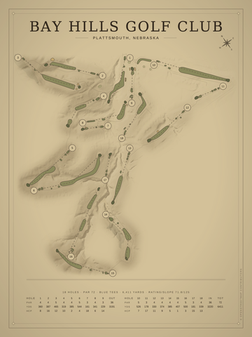 Bay Hills Golf Club Course Map poster