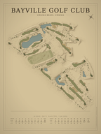 Bayville Golf Club course map poster, Vintage style, 12×16 / 18×24