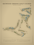 Baywood Greens Golf Course map poster, Vintage style, 12×16 / 18×24