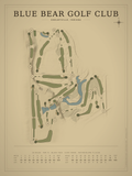 Blue Bear Golf Club course map poster, Vintage style, 12×16 / 18×24