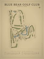 Blue Bear Golf Club course map poster, Vintage style, 12×16 / 18×24