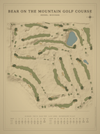 Bear on the Mountain Golf Course map poster, Vintage style, 12×16 / 18×24