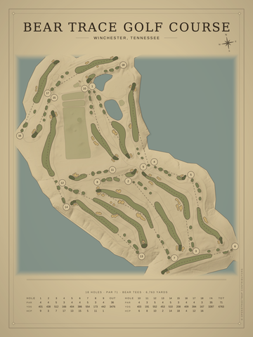 Bear Trace Golf Course Map poster