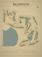 Bearpath course map poster, Vintage style, 12×16 / 18×24