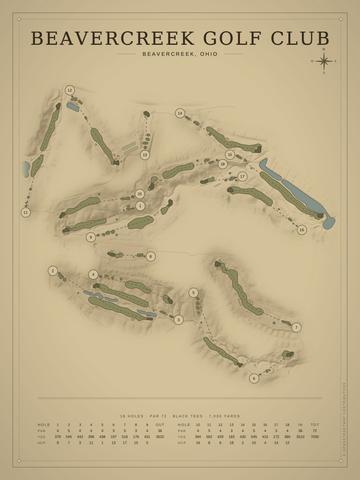 Beavercreek Golf Club Course Map poster