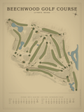 Beechwood Golf Course map poster, Vintage style, 12×16 / 18×24