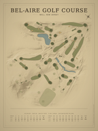 Bel-Aire Golf Course map poster, Vintage style, 12×16 / 18×24