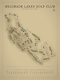 Belgrade Lakes Golf Club course map poster, Vintage style, 12×16 / 18×24
