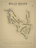 Belle Meade course map poster, Vintage style, 12×16 / 18×24