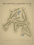 Bellefonte Country Club course map poster, Vintage style, 12×16 / 18×24