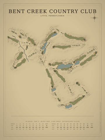 Bent Creek Country Club Course Map poster