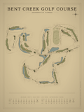 Bent Creek Golf Course map poster, Vintage style, 12×16 / 18×24