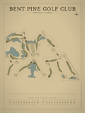 Bent Pine Golf Club course map poster, Vintage style, 12×16 / 18×24