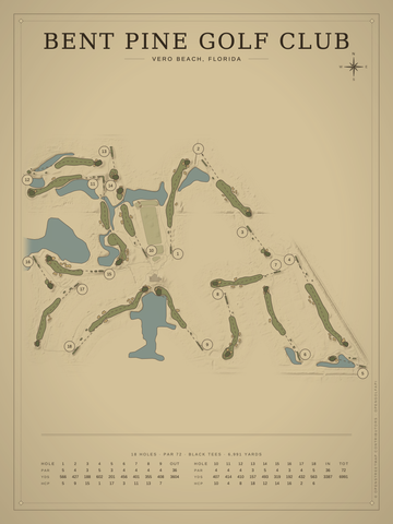 Bent Pine Golf Club Course Map poster