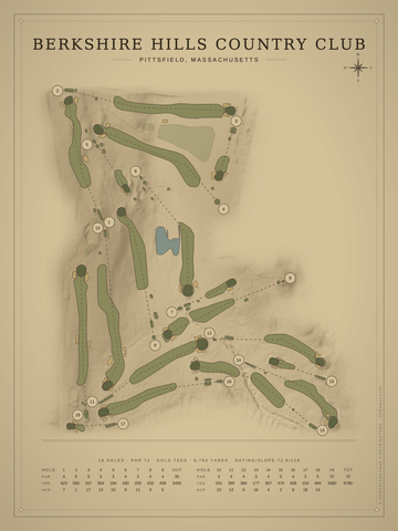 Berkshire Hills Country Club Course Map poster