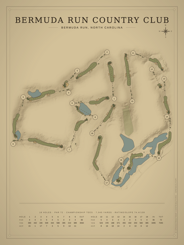 Bermuda Run Country Club Course Map poster