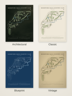 Biddeford Saco Country Club course map poster in four styles: Architectural, Classic, Blueprint and Vintage