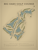 Big Oaks Golf Course map poster, Vintage style, 12×16 / 18×24