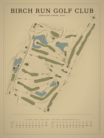 Birch Run Golf Club Course Map poster
