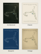 Birdie Ranch Golf Club at Silver Creek course map poster in four styles: Architectural, Classic, Blueprint and Vintage