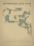 Bittersweet Golf Club course map poster, Vintage style, 12×16 / 18×24