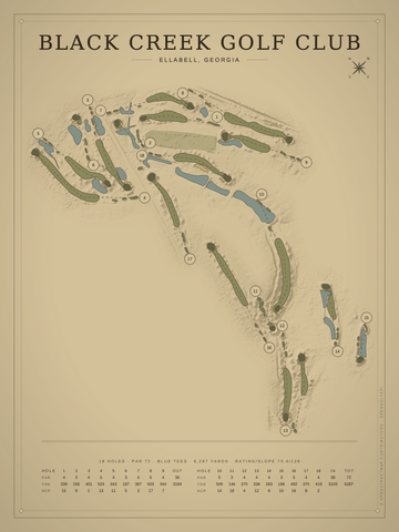 Black Creek Golf Club Course Map poster
