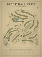 Black Hall Club course map poster, Vintage style, 12×16 / 18×24